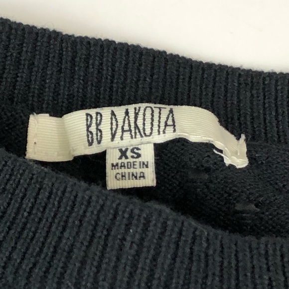 BB Dakota Black Sweater Shift Dress Crochet XS - Picture 4 of 8